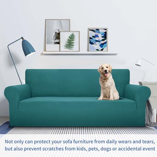 MAXIJIN Stretch Chair Cover Chair Slipcovers with Arms, 1-Piece Couch Sofa Chair Covers for Living Room, Non Slip Armchair Cover (31"-46") Furniture Protector Dogs Pet Friendly (Chair, Peacock Teal) - Image 5
