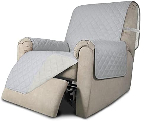 Easy-Going Recliner Chair Slipcover Reversible Sofa Cover Water Resistant Couch Cover Furniture Protector with Elastic Straps for Pets Dog (Recliner 22 inch, Light Gray/Ivory) by Easy-Going