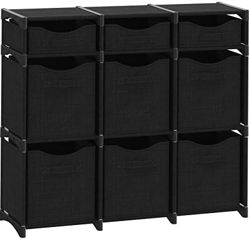 Cube Storage Organizer with Storage Bins Included - The Perfect Closet Organizers and Storage Solution. Includes 9 Storage Cubes, Great For Toy Storage, Closet Storage, Clothes Storage (Black) by Neaterize