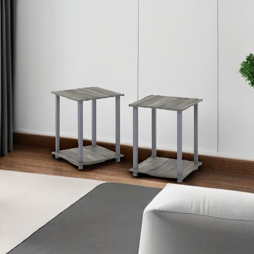 Furinno Simplistic Set of 2 Toolless Living Room Table Set, French Oak - Image 6