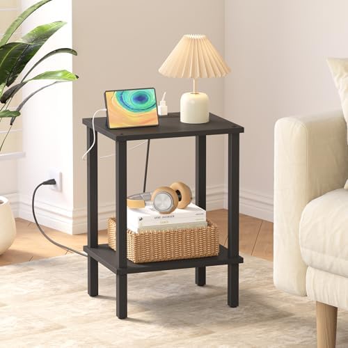 TUTOTAK End Table with Charging Station, Side Table, Nightstand - Image 7