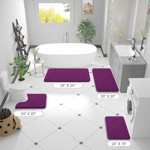 OLANLY Bathroom Runner Rugs 44x24, Extra Soft Absorbent Chenille Bath Rugs - Image 2