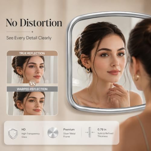 2 Pack Rounded Square Wall Mirror, 10"x12" Metal Framed Decorative Mirror with Real Glass, Aesthetic Curved Edge Vanity Mirror for Bedroom, Living Room, Sliver Wall Decor - Image 4