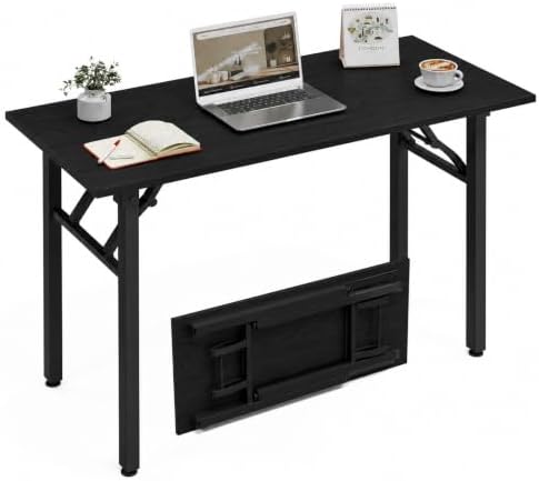 XBurmo Folding Desk Foldable Table, No Assembly 43.3" Foldable Desk Space-Saving Workstation for Small Space, Computer Table, Flat Storage for Home Office, Bedroom, Dorm, Study Room, Dark Oak by XBurmo