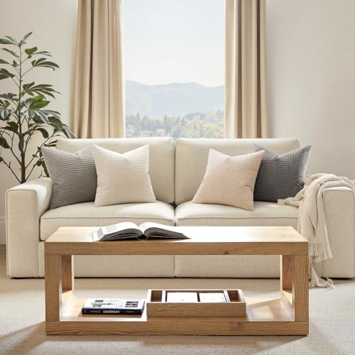 MIULEE Boho Farmhouse Decorative Pillow Covers 20x20 Inch Set of 4 Neutral - Image 4