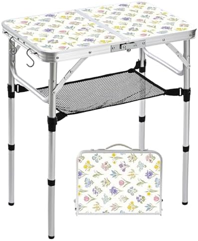 Small Folding Camping Table, 2ft Portable Table, Blossoms by Kcmploro