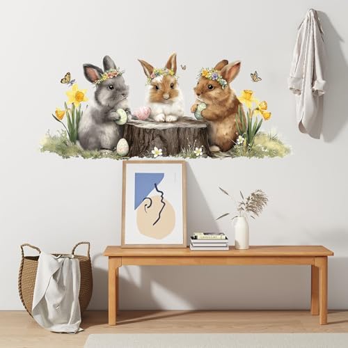 ANNA QUEEN Spring Bunny Wall Decals Peel and Stick Cute Rabbits with Eggs Spring Wall Stickers Removable Vinyl Happy Easter Wall Decor for Nursery Kids Room Bedroom - Image 7