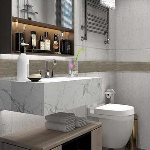 YESUS Dark Grey Wood Grain 3D 10M Wallpaper Frame Removable PVC Waterproof Peel and Stick Wallpaper,Bathroom Frame Sticker Wall Decor (Gray, 2" x 393") - Image 5