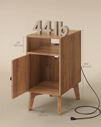 VASAGLE End Table with Charging Station, Narrow Side Table, Nightstand - Image 2