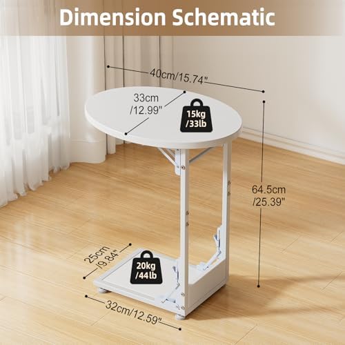 Elbourn Folding Side Table End Couch Tables, C-Shaped TV Stand for Sofa - Image 3
