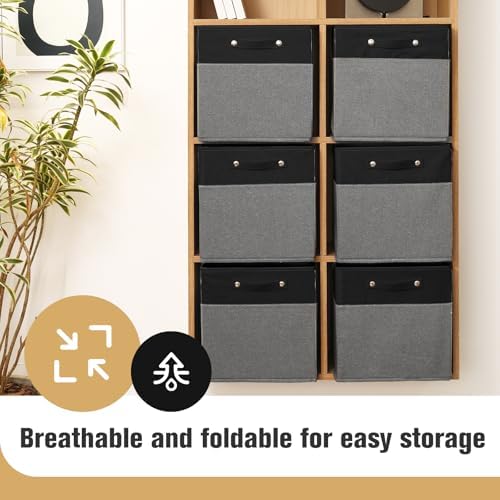 FinishingBo 13x13x13 Storage Cube Bins 4 Pack, Cube Shelf Baskets - Image 2
