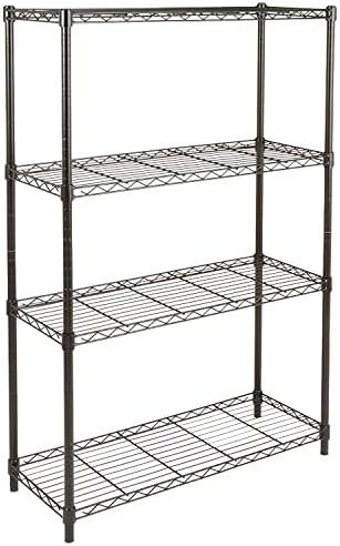 Amazon Basics 4-Shelf Adjustable Heavy Duty Steel Wire Rack Storage Shelving, Sturdy Garage Shelving, 350 lbs Capacity Per Shelf, Easy No-Tool Assembly, 36" x 14" x 54", Black by AmazonBasics