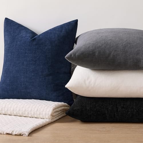 MIULEE Navy Chenille Couch Throw Pillow Covers, 18x18 - Image 7