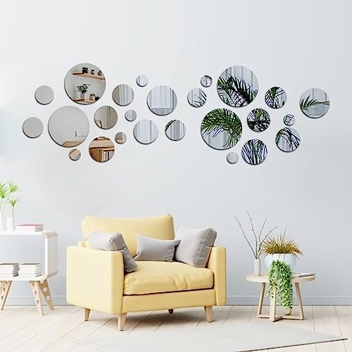 9.44" Round Acrylic Mirror Tile, 0.06" Thick Plastic Wall Mirror - Image 4