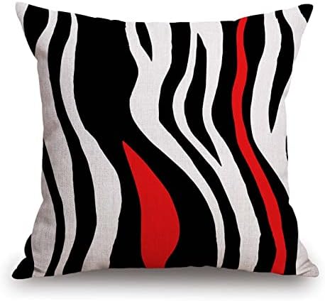 TSSOHU Throw Pillow Cover Geometric Black and White Red Abstract Line Decorative Pillow Case Home Decor Square 18x18 Inches Pillowcase by TSSOHU
