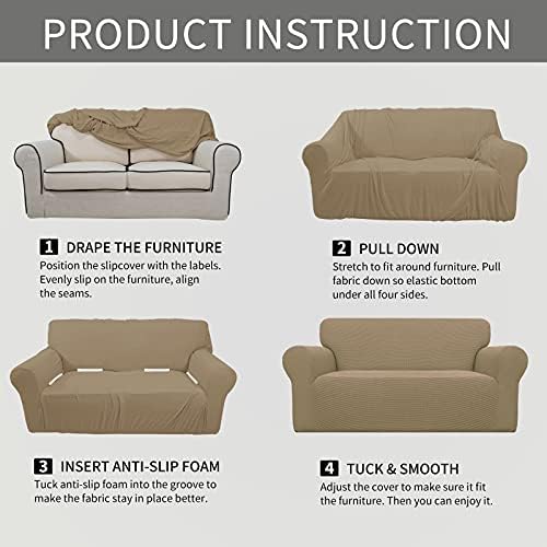 Easy-Going Stretch Oversized Loveseat Couch Covers Washable Tan - Image 6