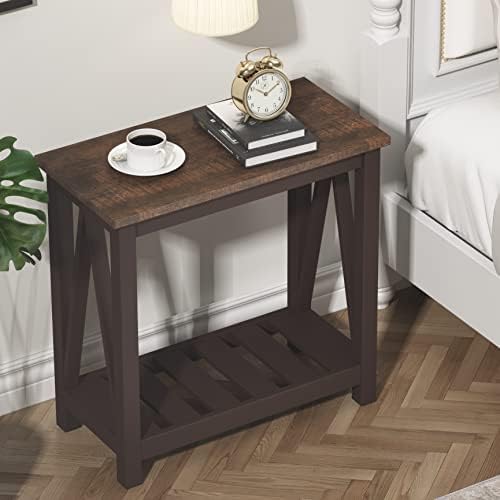 ChooChoo Farmhouse End Table, Narrow Side Table with Shelf - Image 5