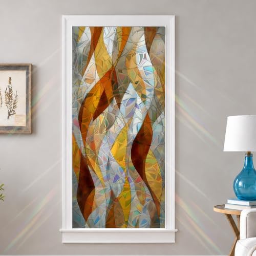 Amber Geometric Window Privacy Film 17x39in Static Cling PVC Glass Sticker by yuenengmaoyi