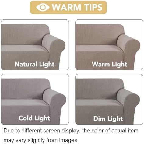 H.VERSAILTEX Stretch Sofa Covers for 3 Cushion Couch Slip Covers for Sofas/Couches Feature Thick Checked Jacquard Fabric with Elastic Bottom, Sofa Large - Taupe - Image 3