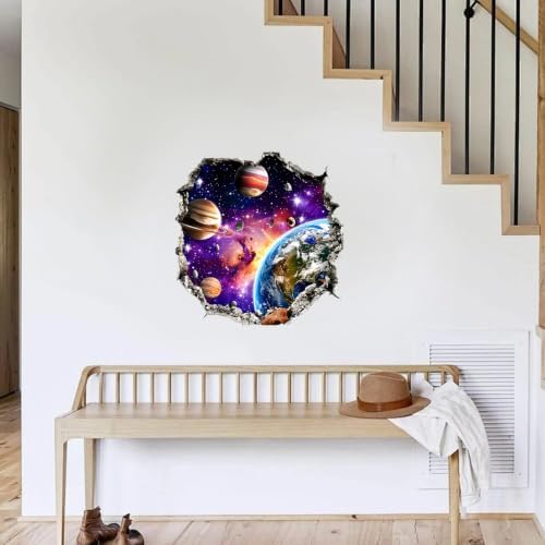 Space Wall Decals Peel and Stick, Galaxy Planet Solar System Wall Stickers, Removable Vinyl Outer Space Wall Decor, Kids Bedroom Nursery Classroom Wall Art, Astronaut Room Theme Home Decorations - Image 7