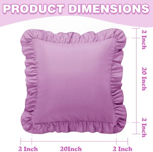 KKJIAF 2 Pack Ruffle Pillow Cases 20x20 Inches, Lavender - Image 3