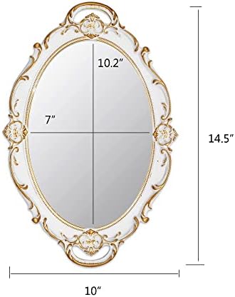 YCHMIR Vintage Mirror Small Wall Mirror 14.5 x 10 inchs Oval White - Image 4