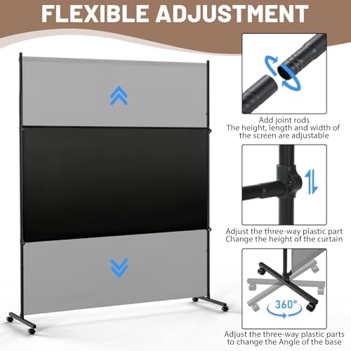 5*6FT Single Panel Room Divider/ Privacy Screen with Caster Wheels & Brakes - Image 5