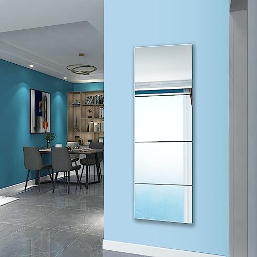 Full Length Mirror for Kids Safety Shatterproof Mirror, Plastic Wall Mirrors, Made Of Acrylic Mirrors, 4 Pcs 12.02"x12.02", Long Bedroom Door Closet Mirror's, Workout For Home Gym Body Mirror's - Image 2