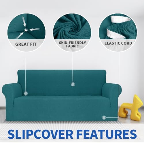 MAXIJIN Chair Covers for Living Room 1 Piece Stretch Sofa Chair Slipcovers with Arms (31"-46") Furniture Protector for Dog Pet Couch Armchair Cover (Chair, Diamond Pattern Blackish Green) - Image 4