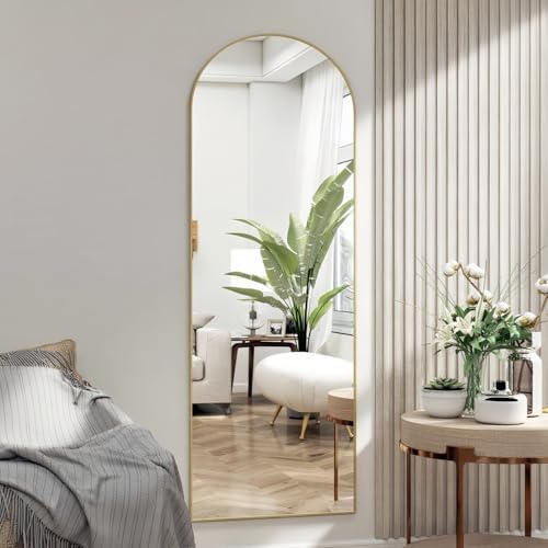 50"x 17" Full Length Door Mirror with Stand, Full Body Mirror, Gold - Image 7