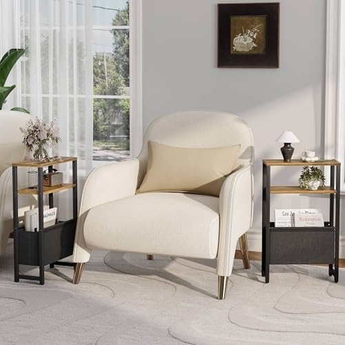 Narrow Side Table, Slim End Table with Magazine Rack, Skinny Bedside Table for Small Spaces, 3 Tier Sofa Couch Table Nightstand for Living Room, Bedroom, Walnut Brown LET503BR - Image 7