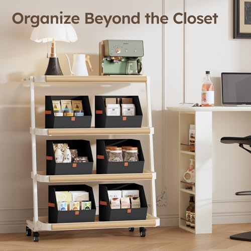 Homsorout Fabric Closet Storage Cubes - 8 Pack Square Storage Bins with Dual Handles for Clothes, Towels, Toys, Cube Storage Organizers for Bedroom, Nursery, Shelves, Closet, Small Spaces, Black - Image 6