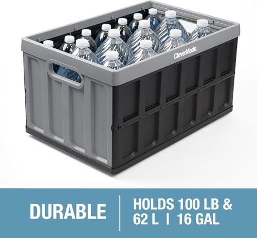 CleverMade Collapsible Storage Bins With Lids, 62L 3 Pack, 100 lb, Obsidian - Image 4