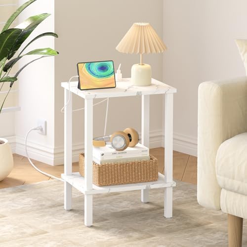 TUTOTAK End Table with Charging Station, Side Table Set of 2, Nightstand - Image 2