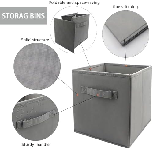 EBIGIC Storage Cubes Collapsible fabric Storage bins,cube storage organizer 10.5 * 10.5 * 11 inch,For home and office Collapsible Closet Shelf Organizers, Drawer Organizers(Grey) - Image 3