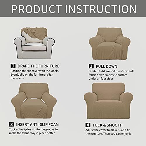 Easy-Going Stretch Oversized Chair Slipcover with Arm Washable Tan - Image 6