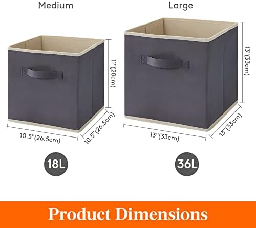 Lifewit Storage Cubes, 13 Inch Organizer Bins, 36L Gray, 6 Packs - Image 4