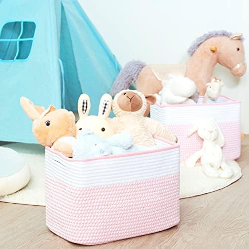 MINTWOOD Design 3-Pack Storage Baskets for Shelves, Decorative Baskets for Organizing, Woven Baskets for Storage, Book Basket, Cube Organizer, Cube Storage Bin Box, Closet Organizers, Light Pink - Image 6