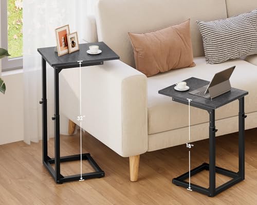 Vagusicc C-Shaped End Table, 33" Tall C Table Adjustable Height Side Table, Small Couch Table with Metal Frame, Slide Under Sofa TV Tray for Living Room, Bedroom, Bedside, Small Spaces, Gray Walnut - Image 2
