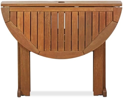 Furinno TIOMAN Outdoor Gateleg Round Patio Table, Natural - Image 3
