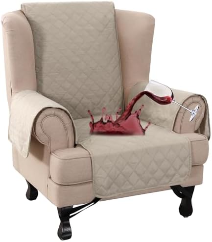 Turquoize 100% Waterproof Wing Chair Cover Wing Chair Slipcovers, Pale Oak by Turquoize