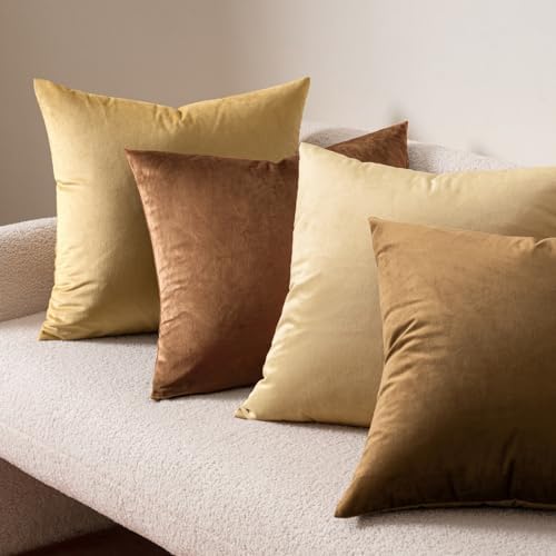 MIULEE Velvet Throw Pillow Covers 18x18 Inch Pack of 2 Chocolate - Image 3