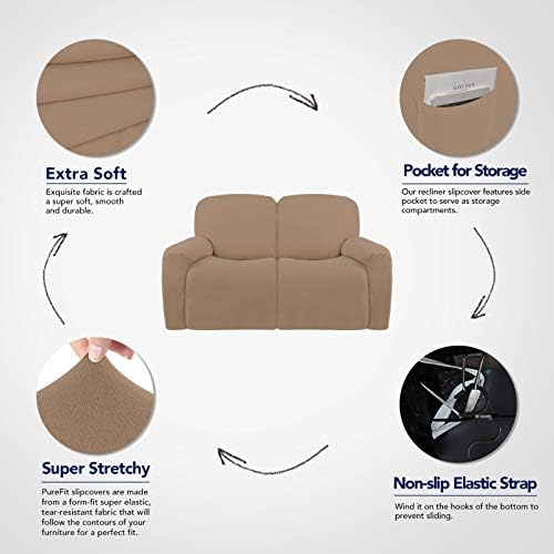 PureFit Super Stretch Loveseat Recliner Sofa Couch Cover with Pocket - Image 3
