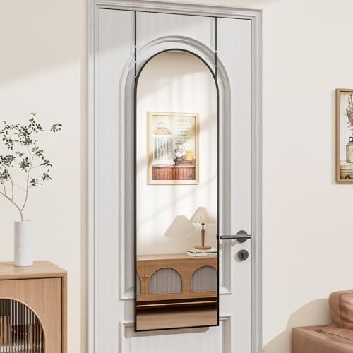 Rowjut Full Length Door Mirror, Wall Mounted Wall Mirrors, 50"X16" Arched Behind Door/Full Length Mirror for Use in Living Rooms, Rooms, Bedrooms, Cloakrooms, etc. (Black) - Image 2