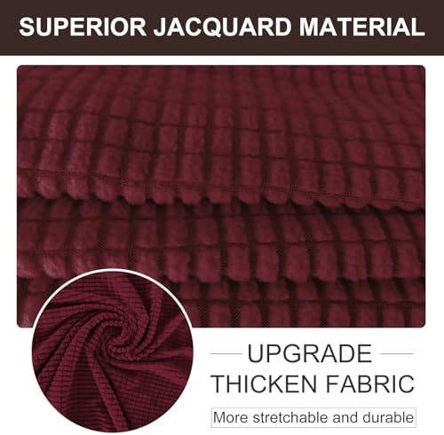 U-NICE HOME Stretch Couch Cover Slipcover for 3 Cushion Sofa, Burgundy - Image 4