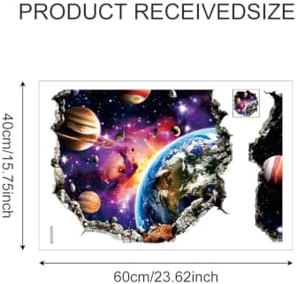 Space Wall Decals Peel and Stick, Galaxy Planet Solar System Wall Stickers, Removable Vinyl Outer Space Wall Decor, Kids Bedroom Nursery Classroom Wall Art, Astronaut Room Theme Home Decorations - Image 2