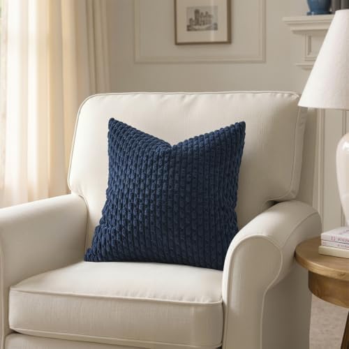 MIULEE Decorative Throw Pillow Covers 16x16 Navy Blue Textured Corduroy - Image 6