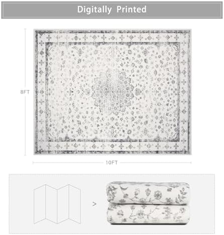 8x10 Washable Area Rugs for Living Room,Bedroom,Dining Room - Neutral Grey - Image 2