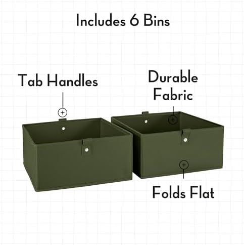 RiverRidge Folding Storage Bins - 6-Pack of 5in Tall Olive Cubes - Image 3