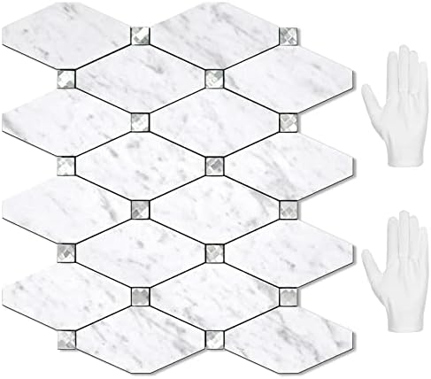 STICKGOO 10 Sheets Peel and Stick Backsplash, Carrara White by STICKGOO